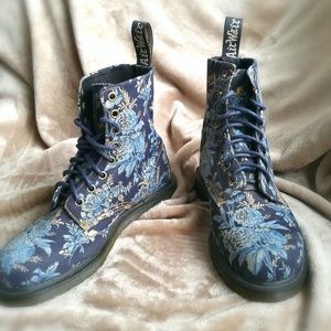 Blue and Gold Flower Dr. Martens